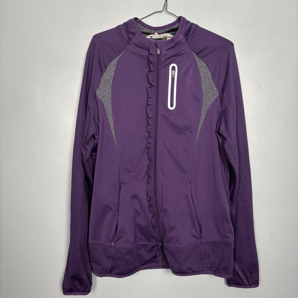 ATHLETA Women’s Purple Long Sleeve Running Workout Jacket Top Pockets XL Track